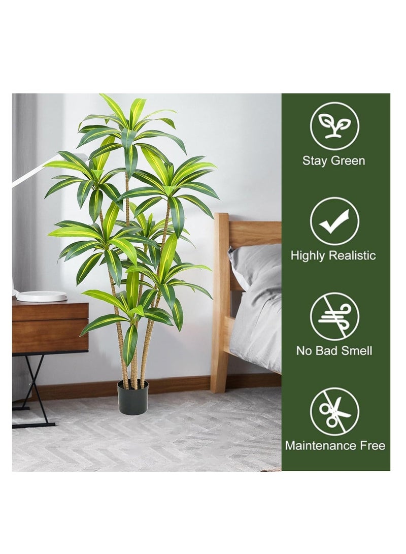 Rightsure Artificial Plant, Artificial Brazilwood Tree, Artificial Tree with Lifelike Leaves And Pole, Perfect Lifelike Artificial Tropical Tree in Pot for Home Office Living Room Indoor Decor (180cm) - Image 5